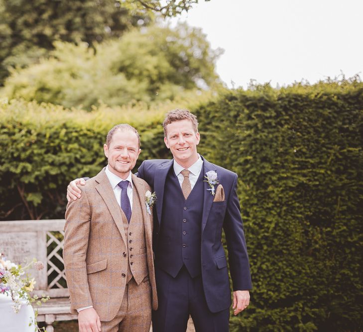 Groom in Brown Suit | Outdoor Ceremony at Sulgrave Manor Northamptonshire | Nicola Casey Photography