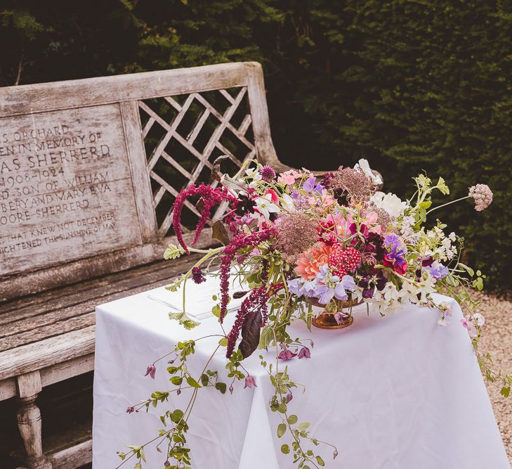 Wild Floral Arrangement | Outdoor Ceremony at Sulgrave Manor Northamptonshire | Nicola Casey Photography