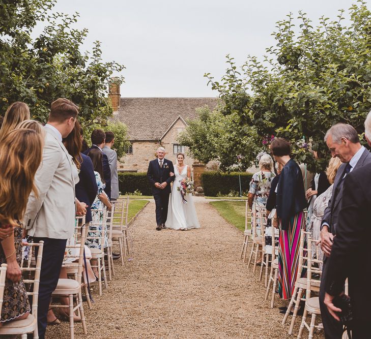 Outdoor Ceremony at Sulgrave Manor Northamptonshire | Bride in Charlie Brear Wedding Dress | Nicola Casey Photography