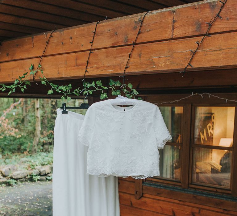 Custom Made Bridal Separates | Pink & Gold Summer Wedding at East Riddlesden Hall Barn, Wiltshire | Laura Calderwoods Photography