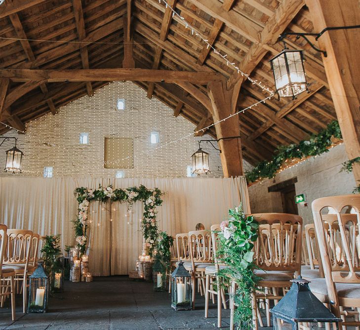 Aisle & Altar Style | Pink & Gold Summer Wedding at East Riddlesden Hall Barn, Wiltshire | Laura Calderwoods Photography