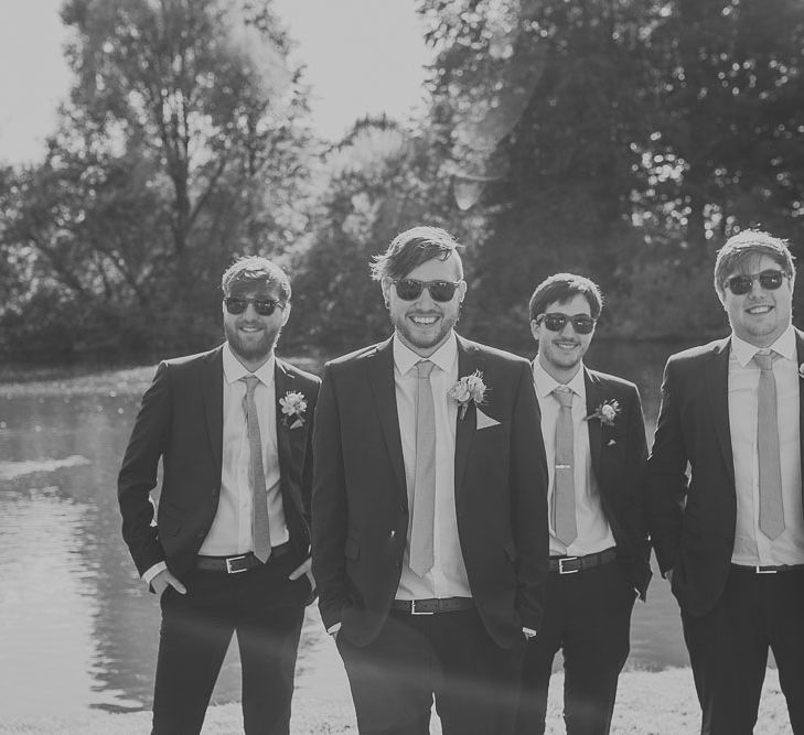 Groomsmen in Next Suits | Pink & Gold Summer Wedding at East Riddlesden Hall Barn, Wiltshire | Laura Calderwoods Photography