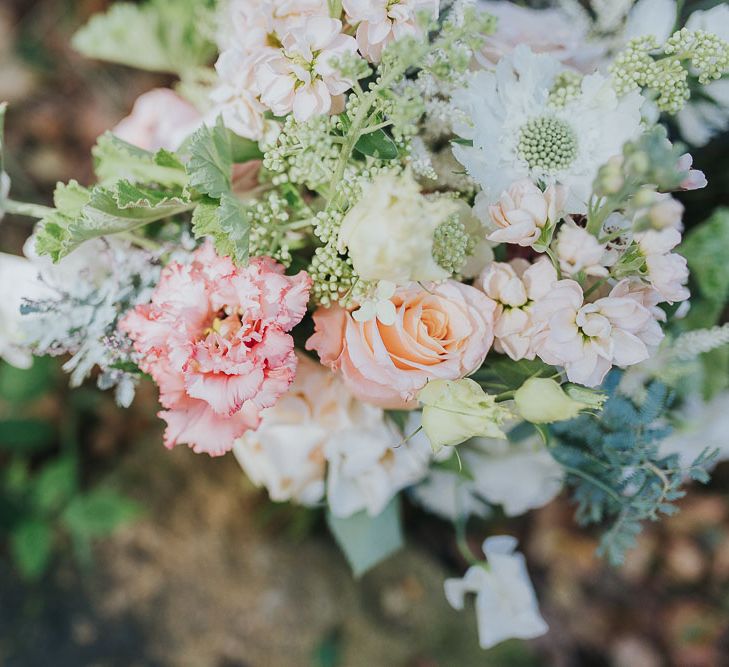 Romantic Blush Flowers | Pink & Gold Summer Wedding at East Riddlesden Hall Barn, Wiltshire | Laura Calderwoods Photography