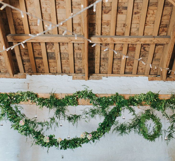 Greenery Garland | Pink & Gold Summer Wedding at East Riddlesden Hall Barn, Wiltshire | Laura Calderwoods Photography