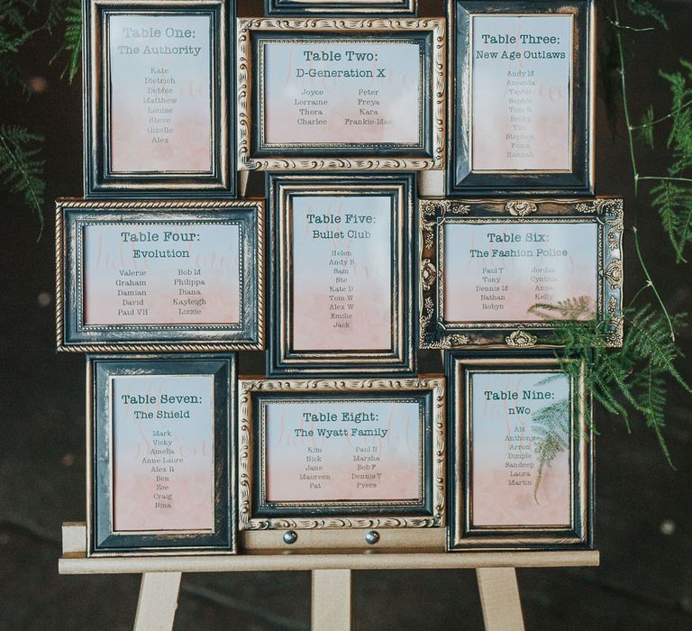 Multi Aperture Frame Table Plan | Pink & Gold Summer Wedding at East Riddlesden Hall Barn, Wiltshire | Laura Calderwoods Photography