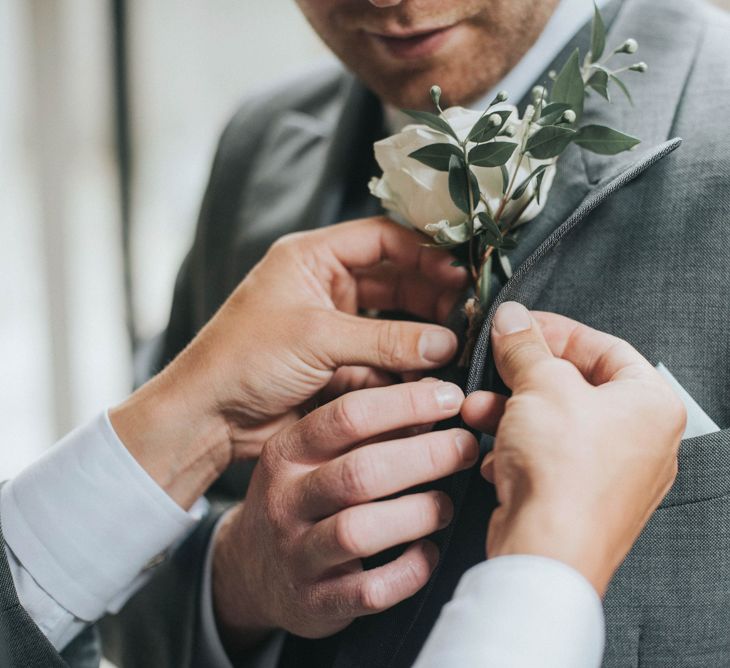 Classic White Rose Buttonhole