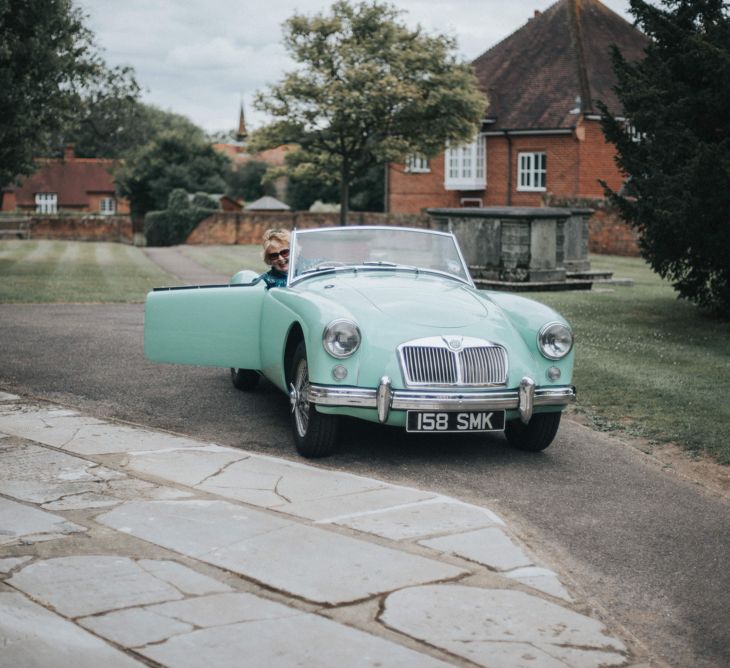 Classic Mint Green Wedding Car