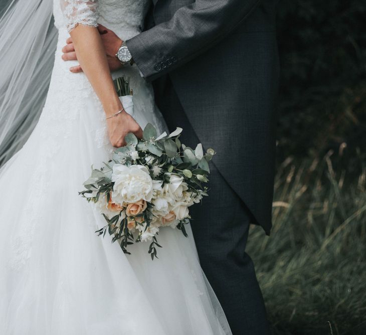 White & Peach Wedding Bouquet