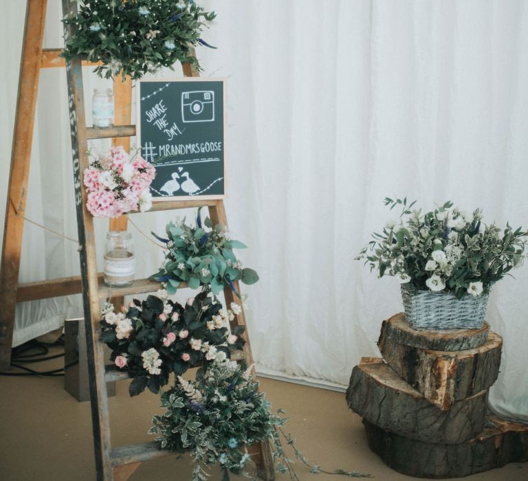 Vintage Step Ladder & Flower Rustic Wedding Decor