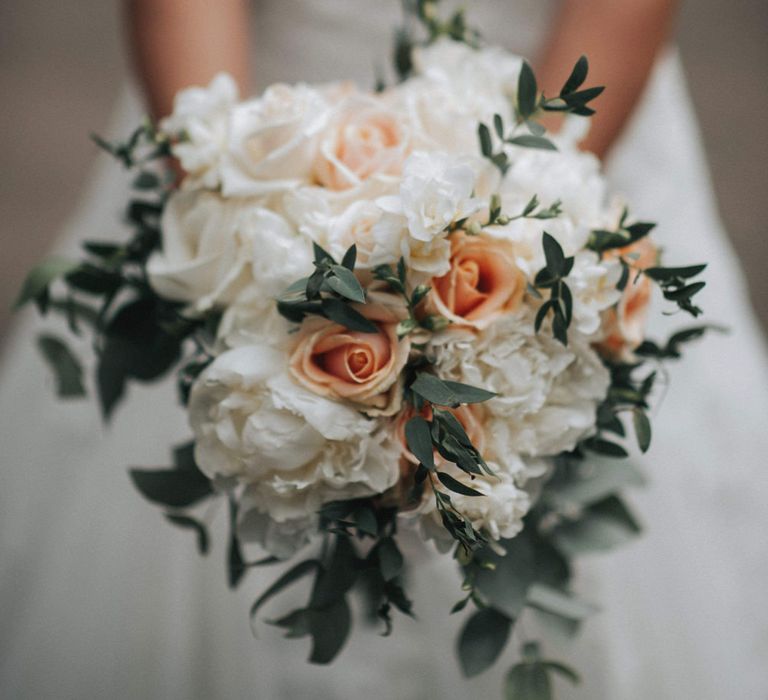 Peach & White Bridal Bouquet