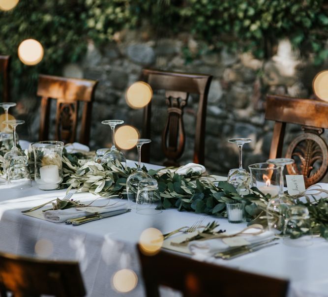 Fairy Light Canopy Wedding In Tuscany Italy Styled By Italian Eye And Photographed By Damien Milan Photography With Bride In Hayley Paige