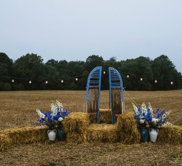 Hay Bale Seating For Rustic Wedding