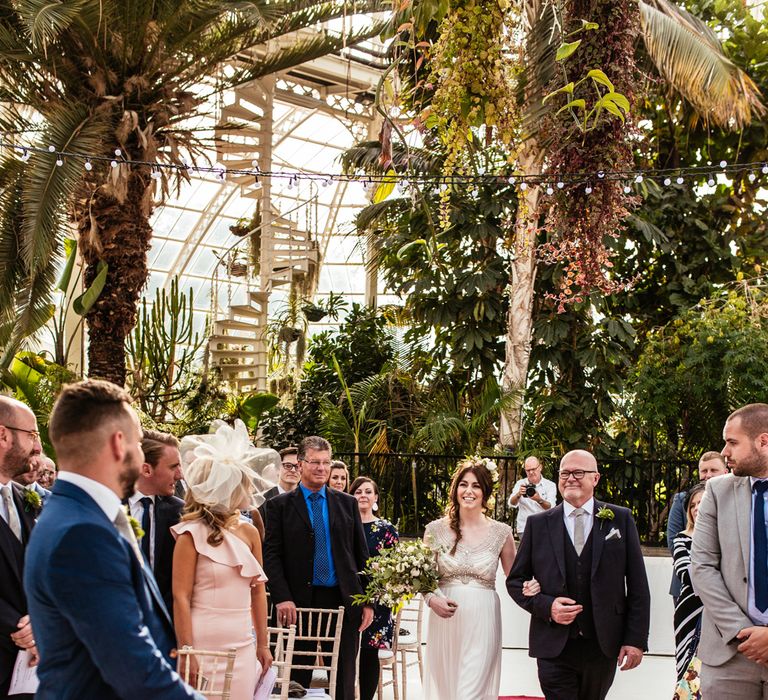 Bridal Entrance in Anna Campbell Giselle Gown at Sefton Park Pal House Liverpool