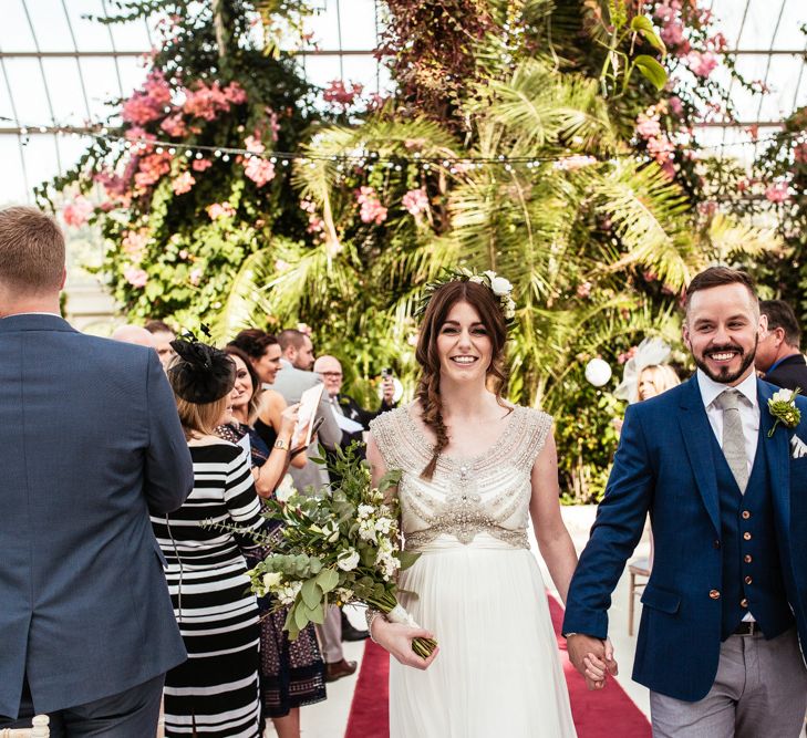 Bride in Anna Campbell Giselle Gown & Groom in Ted Baker Suit | Wedding Ceremony at Sefton Park Pal House Liverpool