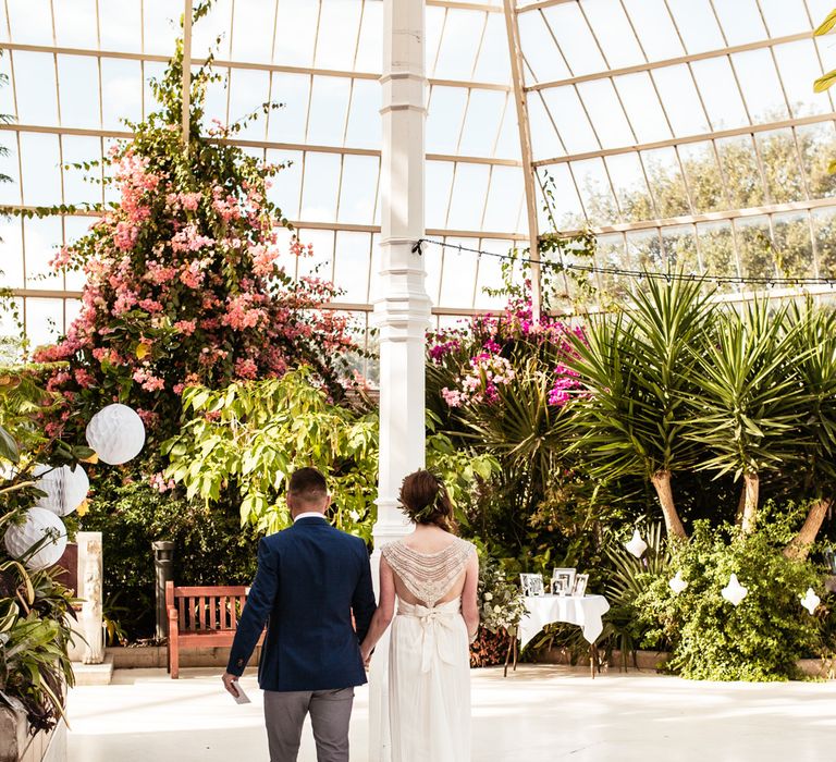 Bride in Anna Campbell Giselle Gown & Groom in Ted Baker Suit | Wedding Ceremony at Sefton Park Pal House Liverpool