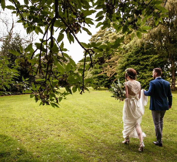 Bride in Anna Campbell Giselle Gown & Groom in Ted Baker Suit