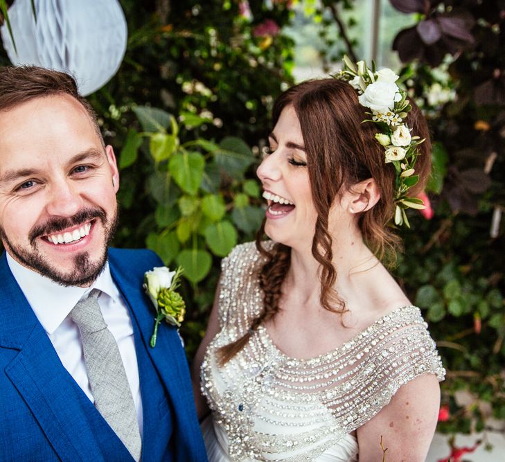 Bride in Anna Campbell Giselle Gown & Groom in Ted Baker Suit