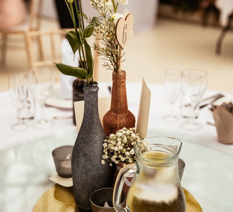 Spray Painted Bottles Table Centrepiece