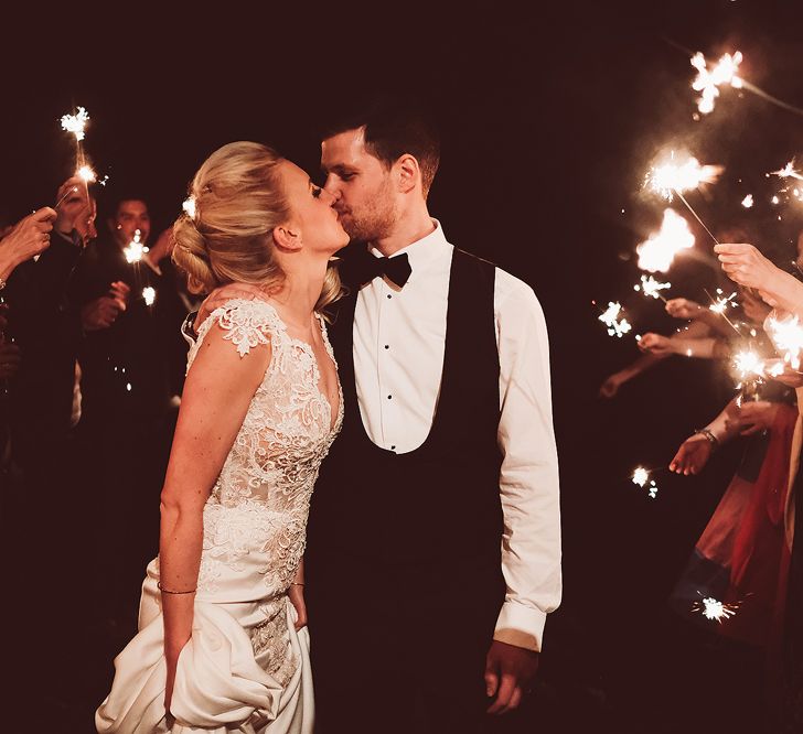 Sparkler Send Off For Winter Wedding