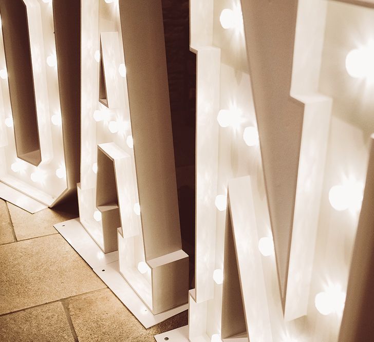 Giant Light Up Letters At Wedding