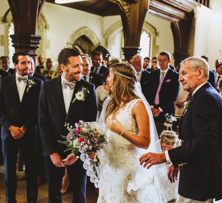 Bride In Watters Wedding Dress