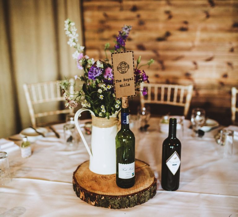 Rustic Wedding Decor Jam Jar Flowers