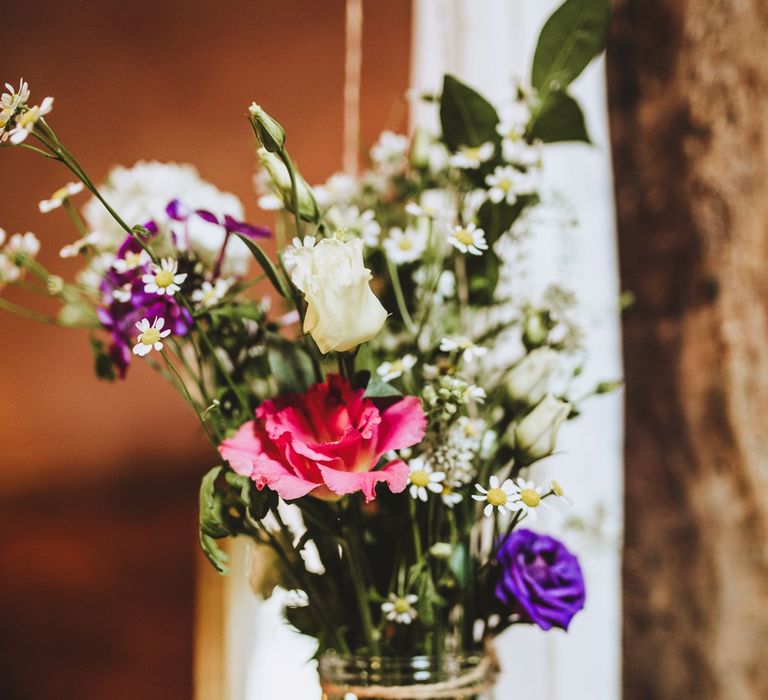 Rustic Wedding Decor Jam Jar Flowers