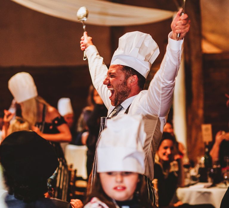 Serving Chef At Each Table For Wedding