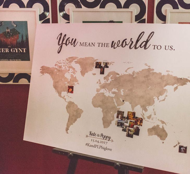 You Mean the World To Us Map Decor | Ham Yard Hotel Wedding in London Soho | WE ARE // THE CLARKES