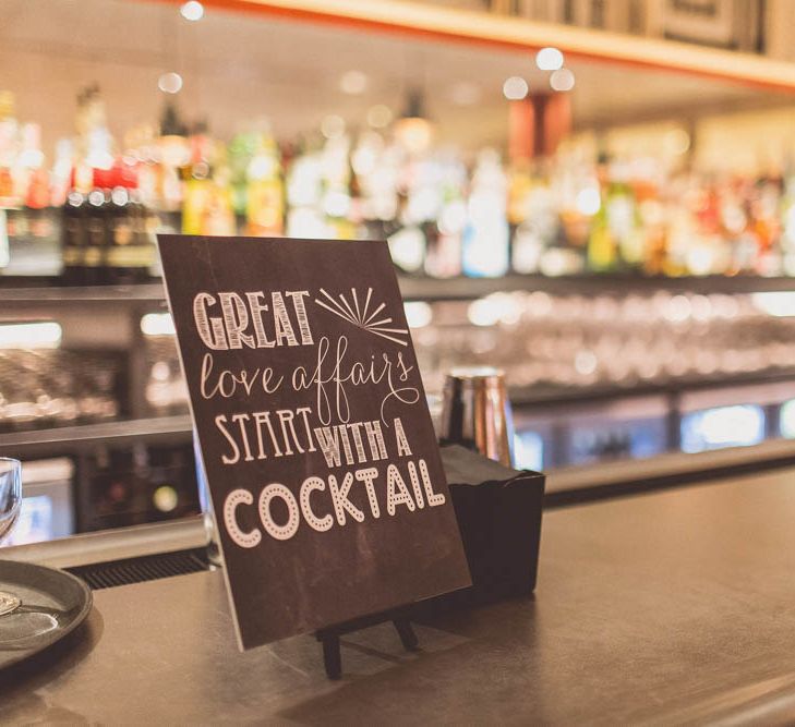 Chalkboard Wedding Sign | Ham Yard Hotel Wedding in London Soho | WE ARE // THE CLARKES