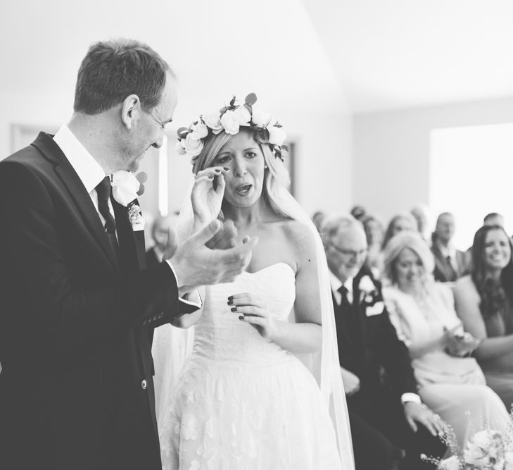 Wedding Ceremony | Bride in Kate Halfpenny London Eseme Bridal Gown | Maryanne Weddings Photography