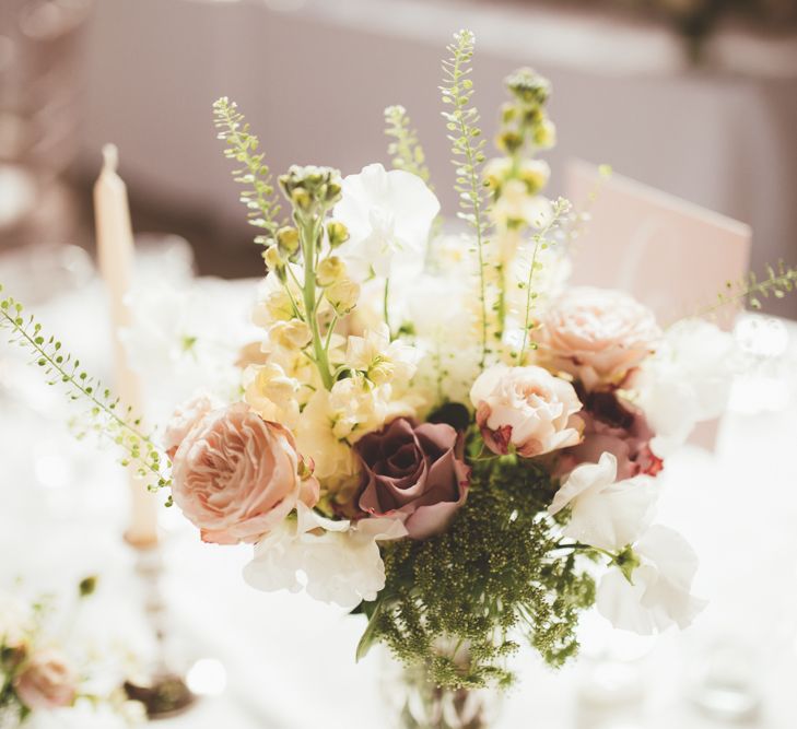 Peach Wedding Flowers in Vase | Maryanne Weddings Photography