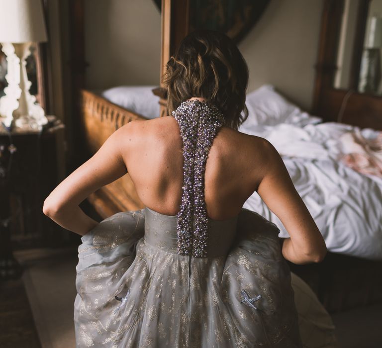 Embellished Racer Back Wedding Dress Detail