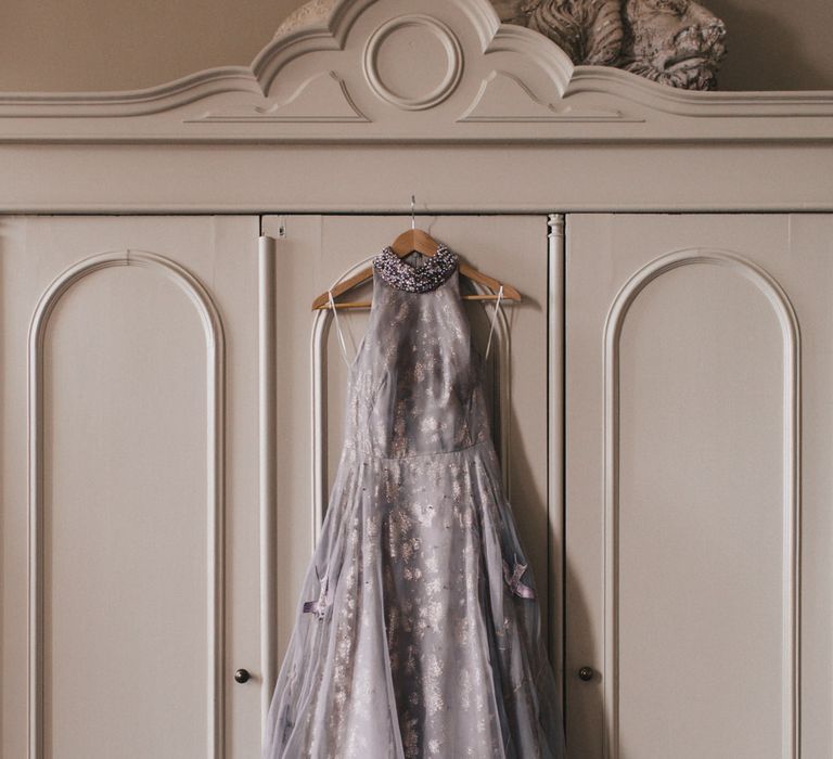 Bespoke Grey & Gold Wedding Dress