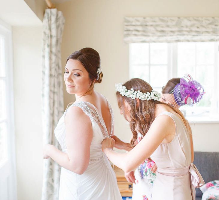 Bridal Preparations | Bride in Ellis Bridal Gown | Romantic Pastel Wedding at Cripps Barn | White Stag Wedding Photography | Dan Hodge Wedding Films