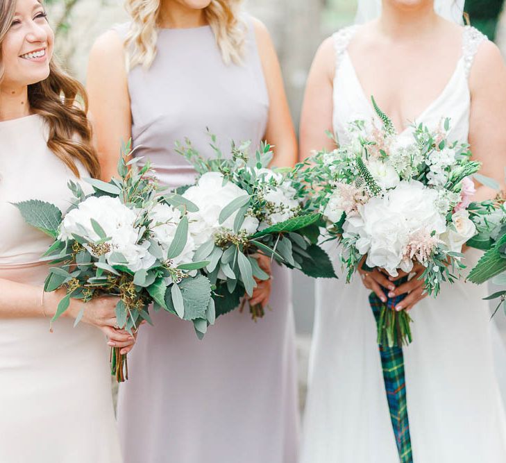 Bouquets | Pink Hued ASOS Bridesmaid Dresses | Bride in Ellis Bridal Gown | Romantic Pastel Wedding at Cripps Barn | White Stag Wedding Photography | Dan Hodge Wedding Films