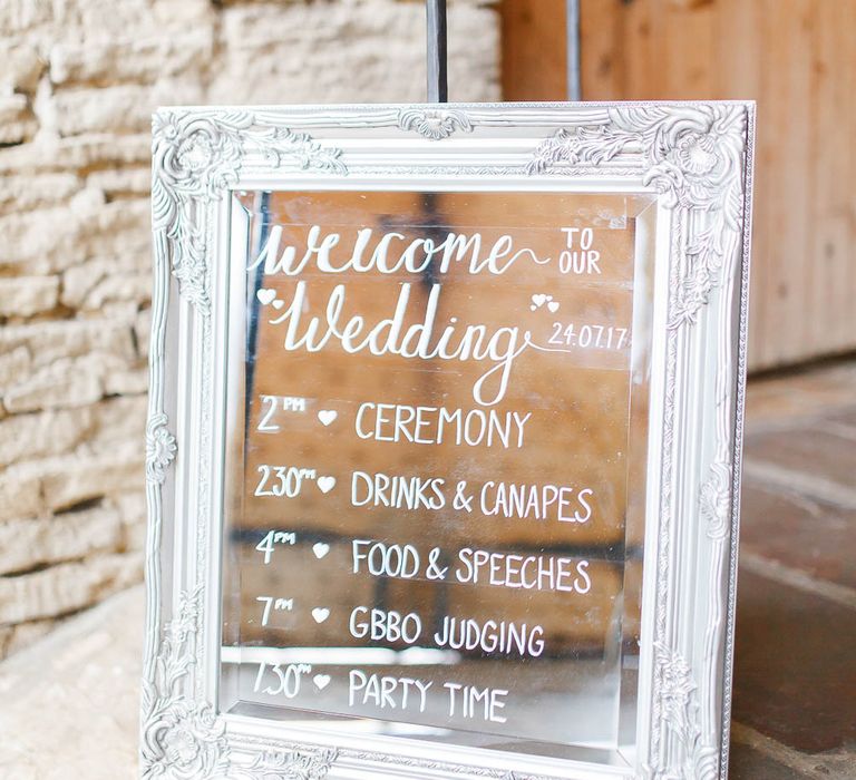 Glass Wedding Sign | Romantic Pastel Wedding at Cripps Barn | White Stag Wedding Photography | Dan Hodge Wedding Films