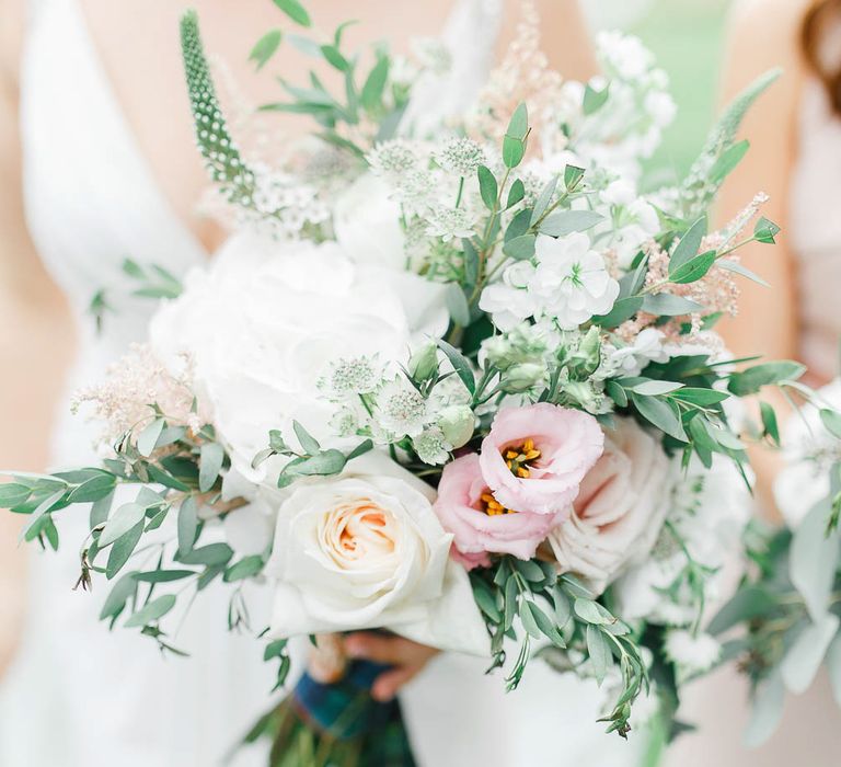 Pink & White Bouquet | Romantic Pastel Wedding at Cripps Barn | White Stag Wedding Photography | Dan Hodge Wedding Films