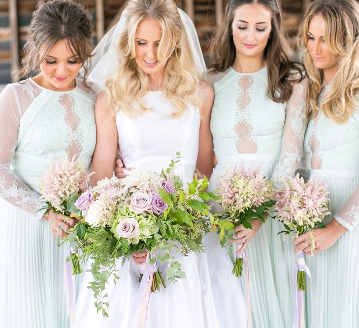 Bridesmaids in Mint Green ASOS Dresses | Bride in Sassie Holdford Bryony Wedding Dress | Pastel Wedding at Gaynes Park | Anneli Marinovich Photography