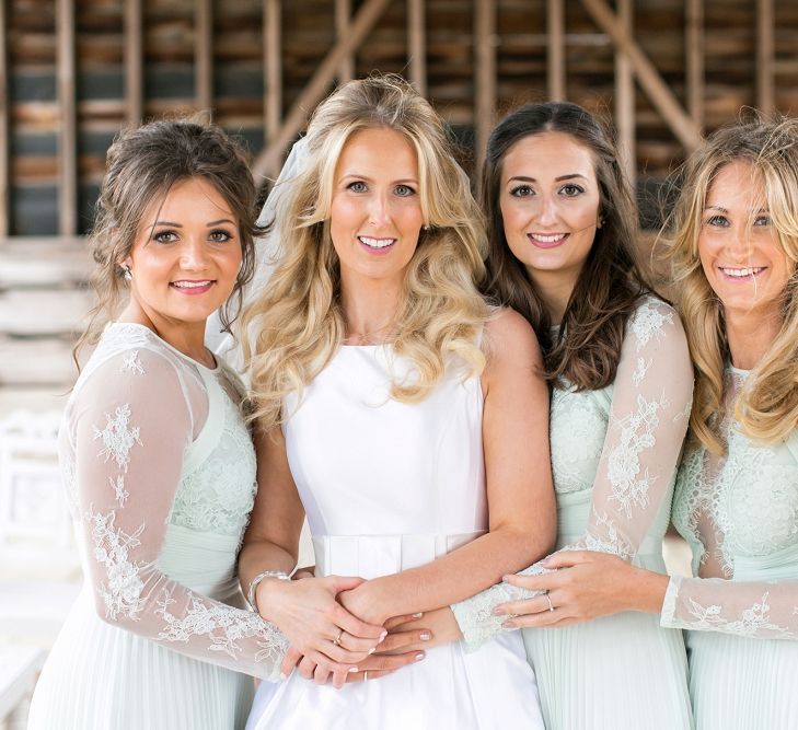 Bridesmaids in Mint Green ASOS Dresses | Bride in Sassie Holdford Bryony Wedding Dress | Pastel Wedding at Gaynes Park | Anneli Marinovich Photography