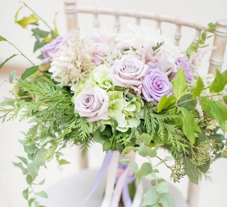 Lilac Rose & Foliage Bouquet | Pastel Wedding at Gaynes Park | Anneli Marinovich Photography