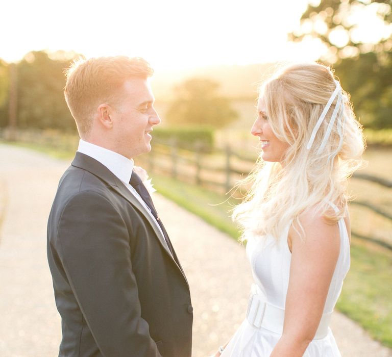 Sunset | Bride in Sassie Holdford Bryony Wedding Dress | Pastel Wedding at Gaynes Park | Anneli Marinovich Photography