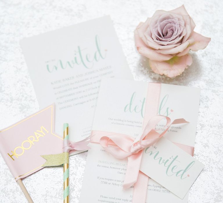 Pastel Green & Pink Wedding Stationery | Pastel Wedding at Gaynes Park | Anneli Marinovich Photography