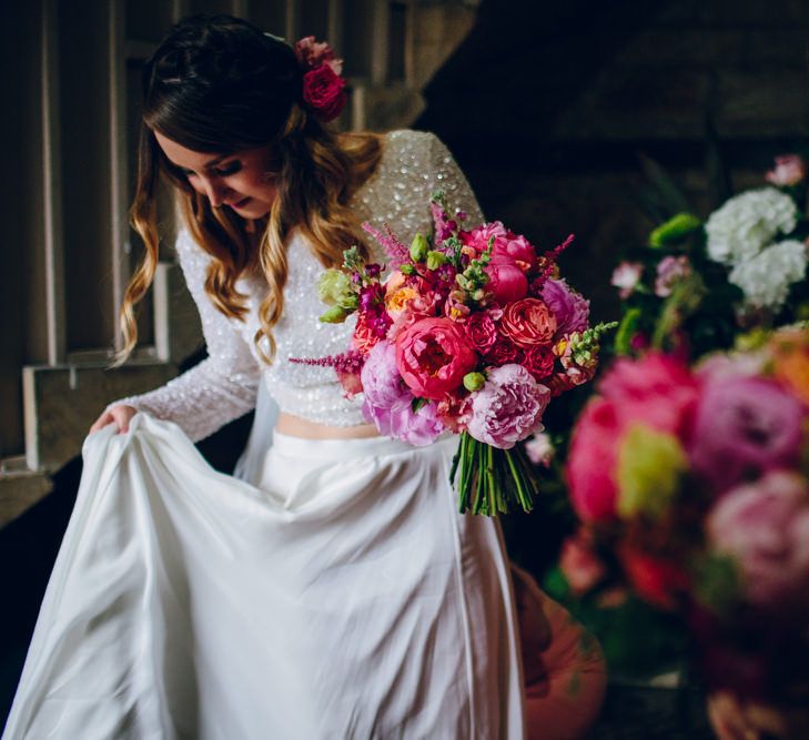 Bright Pink Peonies For A PapaKata Sperry Tent Wedding With Bride In Separates & Images From Amy B Photography