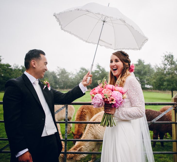 Bright Pink Peonies For A PapaKata Sperry Tent Wedding With Bride In Separates & Images From Amy B Photography