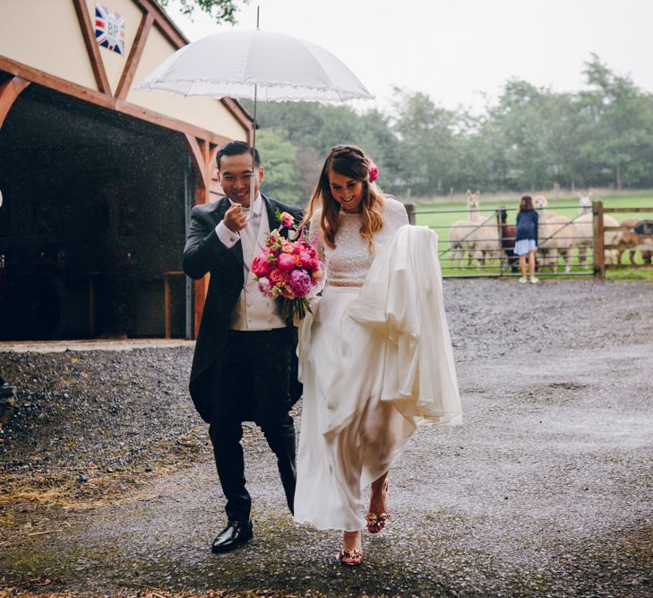 Bright Pink Peonies For A PapaKata Sperry Tent Wedding With Bride In Separates & Images From Amy B Photography