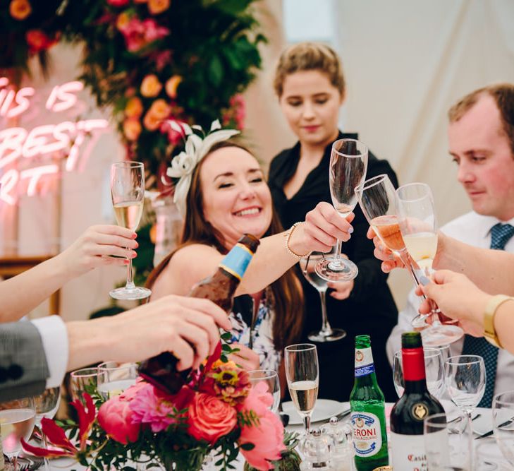 Bright Pink Peonies For A PapaKata Sperry Tent Wedding With Bride In Separates & Images From Amy B Photography