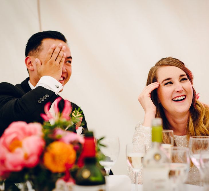 Bright Pink Peonies For A PapaKata Sperry Tent Wedding With Bride In Separates & Images From Amy B Photography