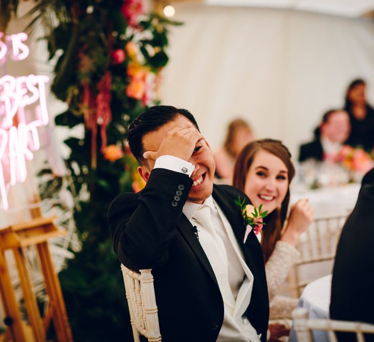 Bright Pink Peonies For A PapaKata Sperry Tent Wedding With Bride In Separates & Images From Amy B Photography