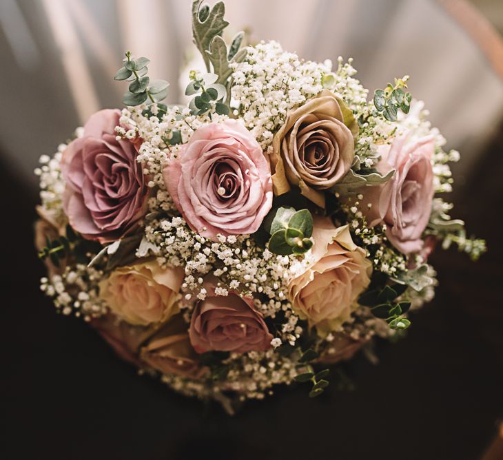 Dusky Pink & Gypsophila Wedding Bouquet | Lucie Watson Photography | TDH Media Films